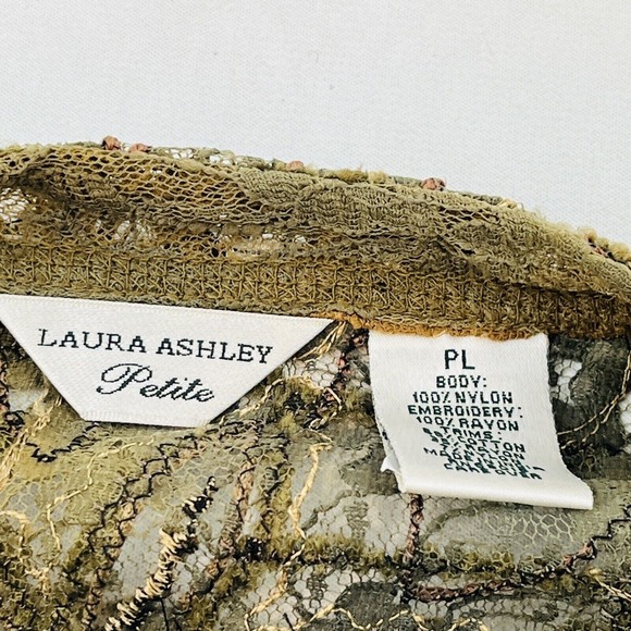 Womens L Laura Ashley Petite Lace Jacket Floral Embroidery Button Brown Green - Picture 3 of 5
